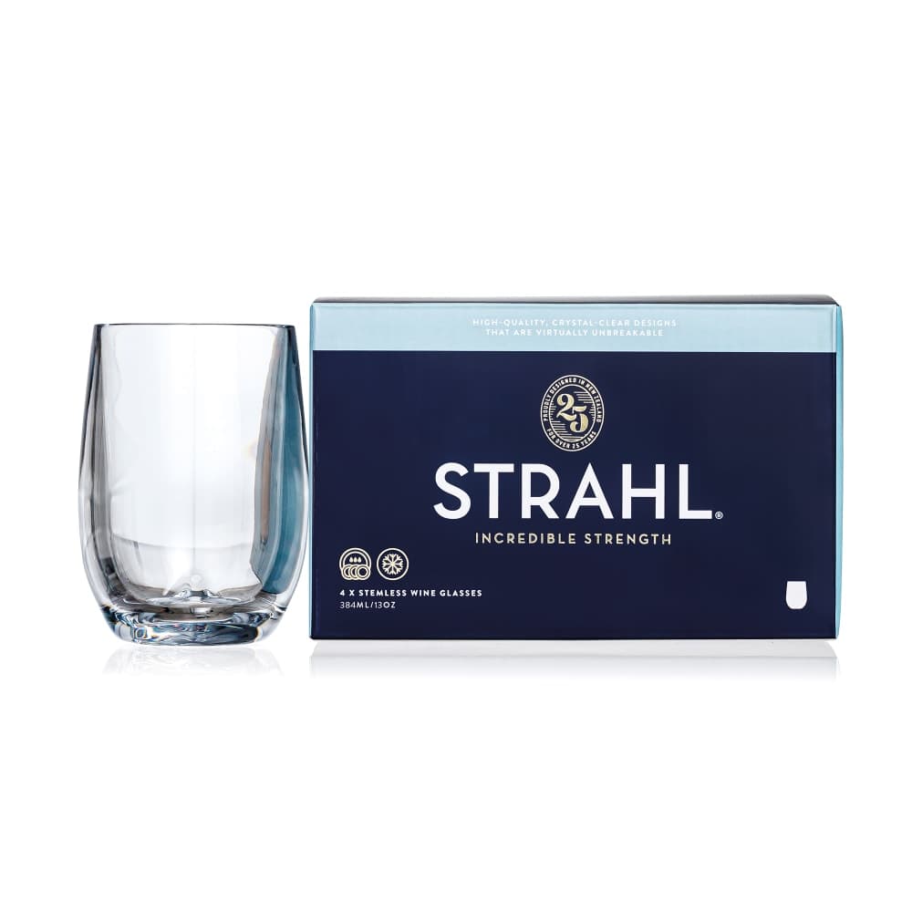 Strahl 13 oz Design Stemless Osteria Bordeaux Glass (4 pc), Plastic, Clear (N408401)