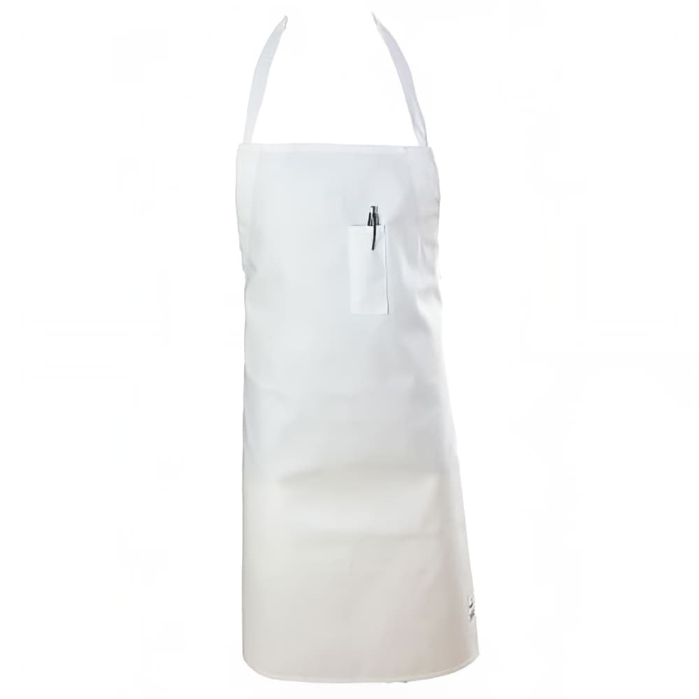 Chef Revival 1 Pocket Bib Apron w/ Adjustable Neck Strap - 29" x 34", Poly/Cotton, White (411BA-WH)