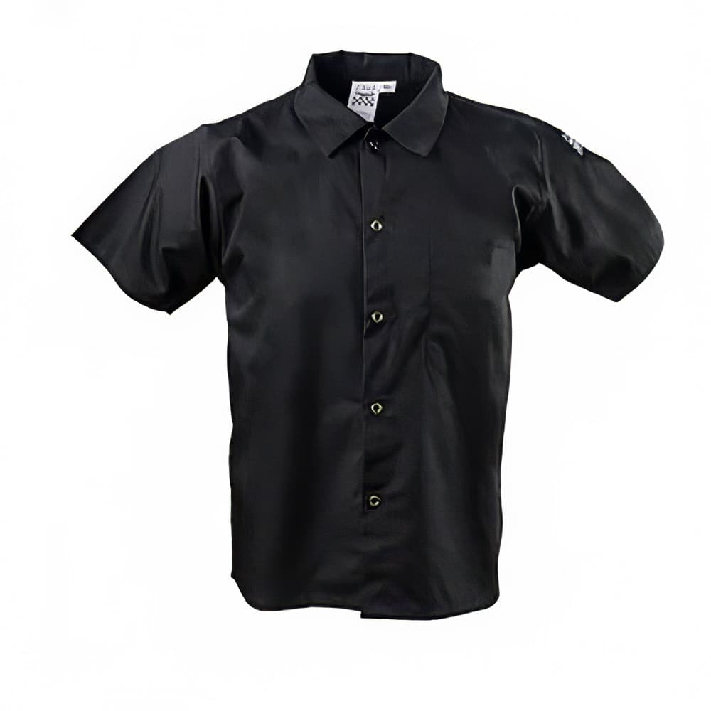 Chef Revival Chef's Shirt w/ Short Sleeves - Poly/Cotton, Black, 4X (CS006BK-4X)