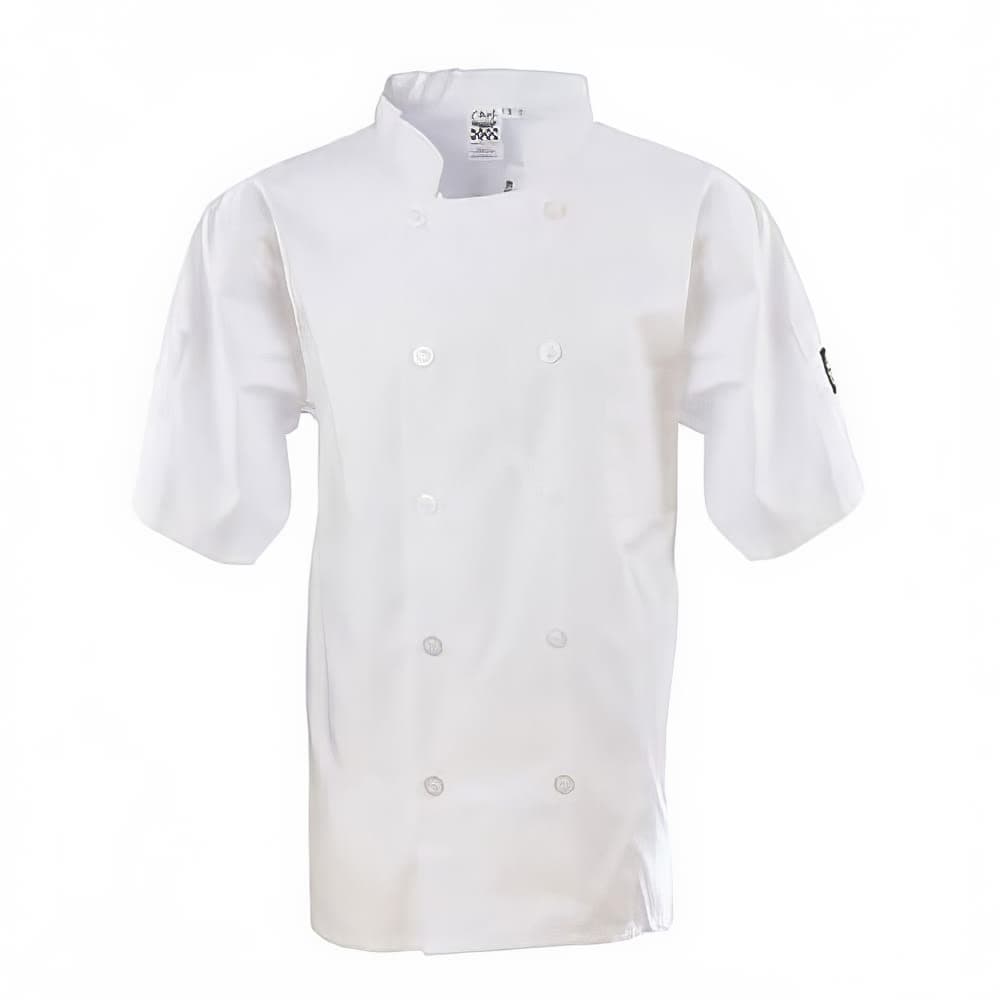Chef Revival Chef's Jacket w/ Short Sleeves - Poly/Cotton, White, X-Small (J105-XS)