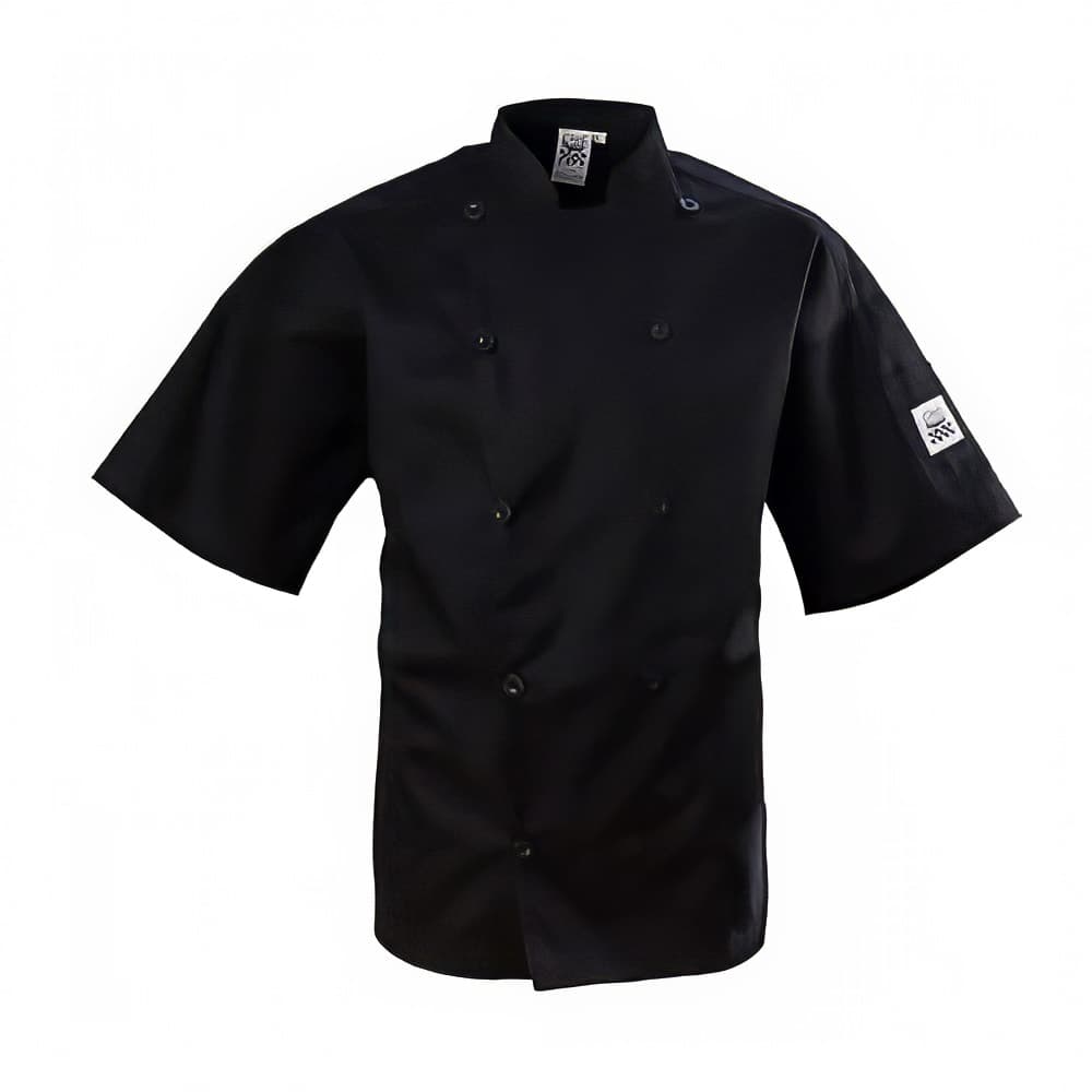Chef Revival Chef's Jacket w/ Short Sleeves - Poly/Cotton, Black, 2X (J109BK-2X)