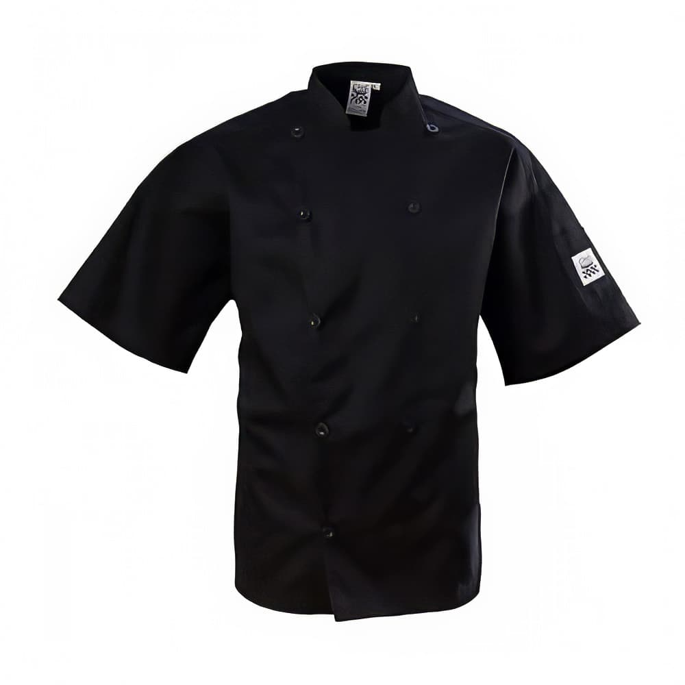 Chef Revival Chef's Jacket w/ Short Sleeves - Poly/Cotton, Black, Large (J109BK-L)