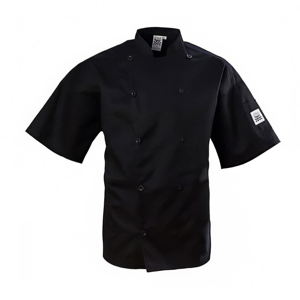 Chef Revival Chef's Jacket w/ Short Sleeves - Poly/Cotton, Black, X-Large (J109BK-XL)