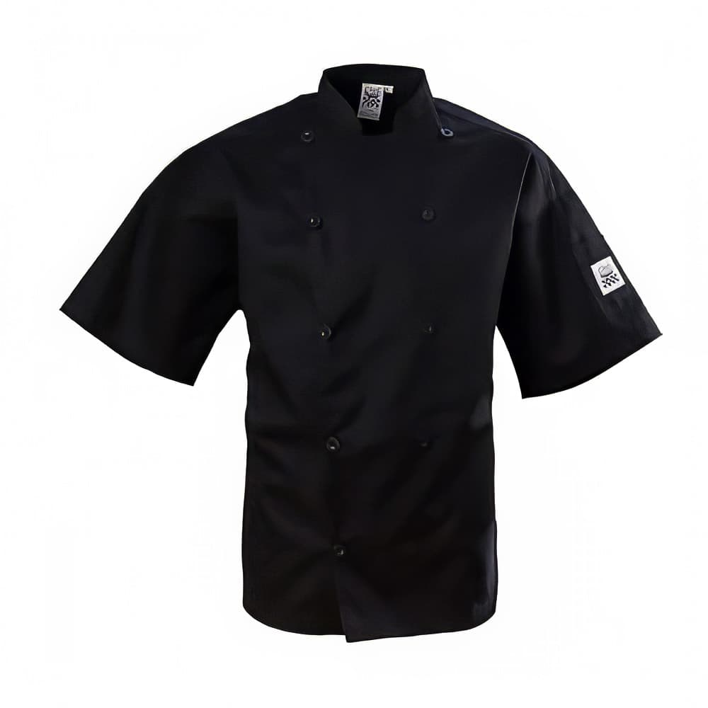 Chef Revival Chef's Jacket w/ Short Sleeves - Poly/Cotton, Black, X-Small (J109BK-XS)