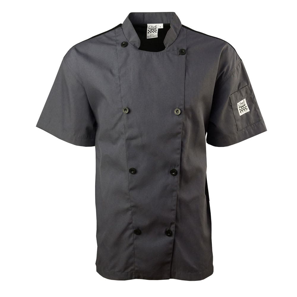Chef Revival Short Sleeve Double Breasted Jacket, Medium, Pewter Grey (J205GR-M)