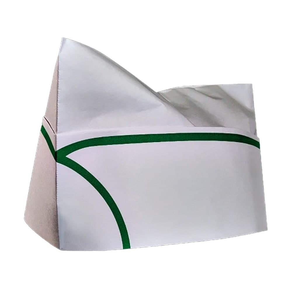 Cellucap Manufacturing Overseas Cap - Paper, White w/ Green Stripe (OC1GR)