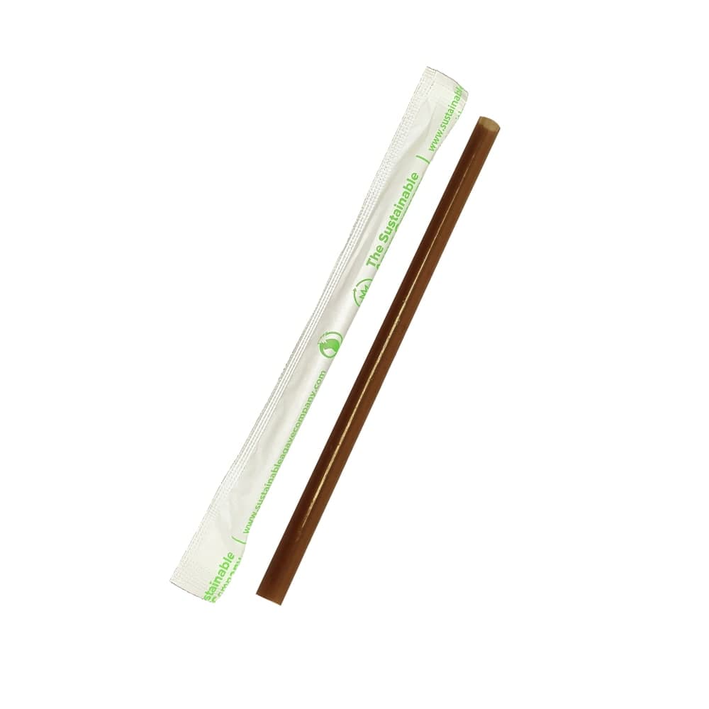 Sustainable Agave 10" Wrapped Jumbo Straws - Upcycled Agave, Brown (ASE259BPP)