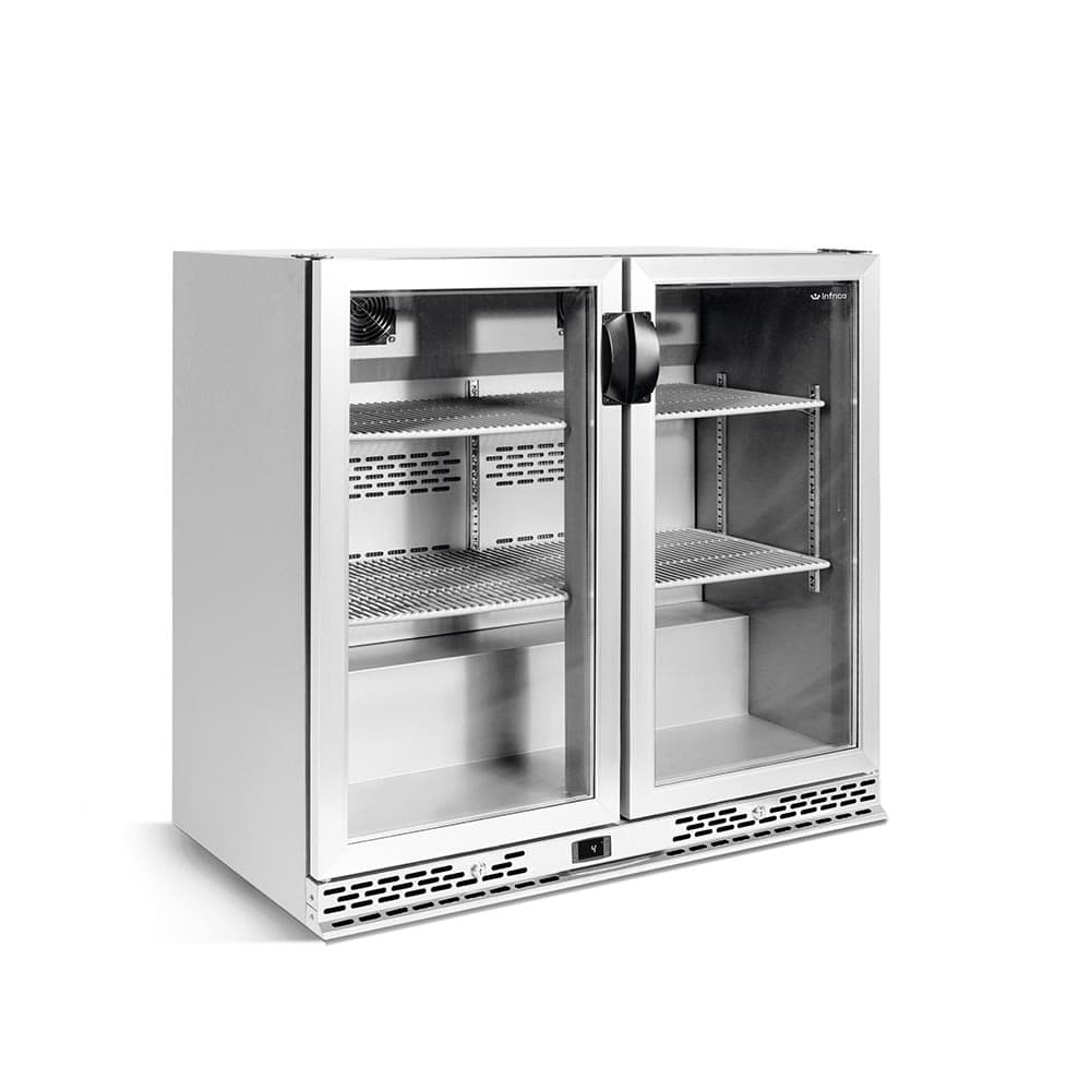Infrico IMD-ERV25IIGD 35 3/8" Bar Refrigerator - 2 Swinging Glass Doors, Stainless, 115v