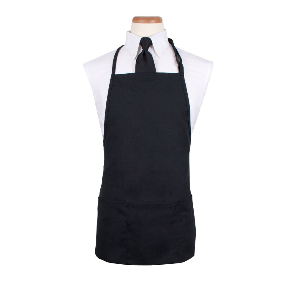 Chef Revival 3 Pocket Bib Apron - 26" x 23", Polyester, Black (3PBIABKFP)