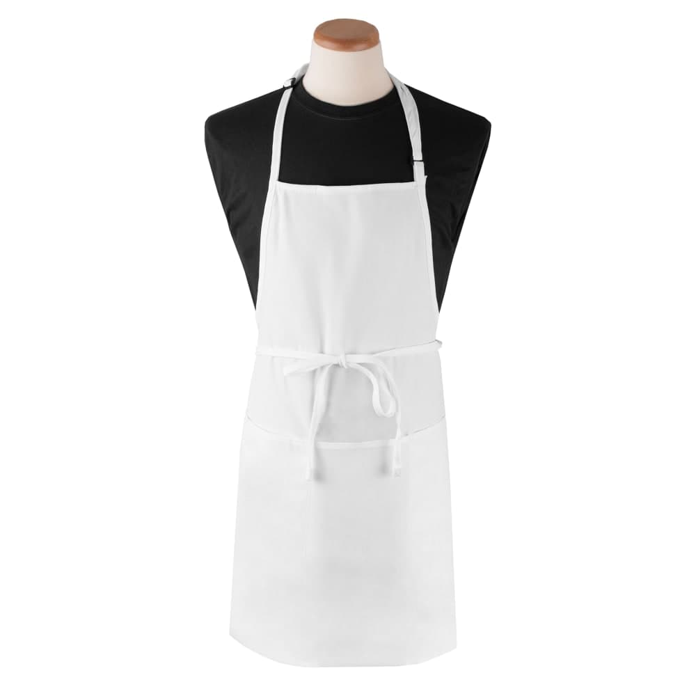 Chef Revival 3 Pocket Bib Apron - 26" x 31", Polyester, White (3PBIAELWH)