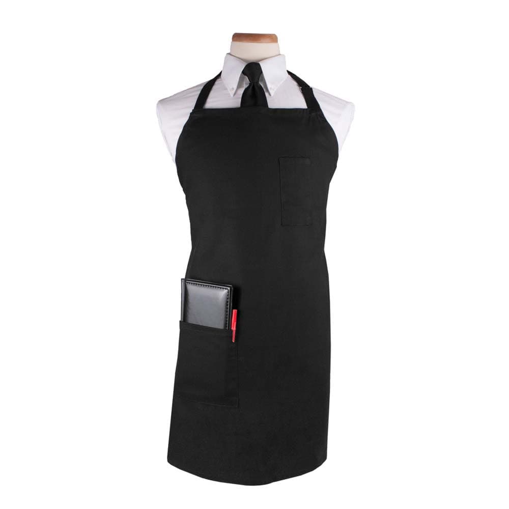 Chef Revival 1 Pocket Bib Apron w/ Adjustable Neck strap - 32" x 32 1/2", Cotton/Poly, Black (CL2PBIABK-1)