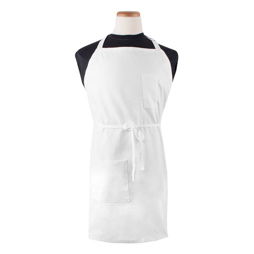 Chef Revival 1 Pocket Bib Apron w/ Adjustable Neck strap - 32" x 32 1/2", Cotton/Poly, White (CL2PBIAWH-1)