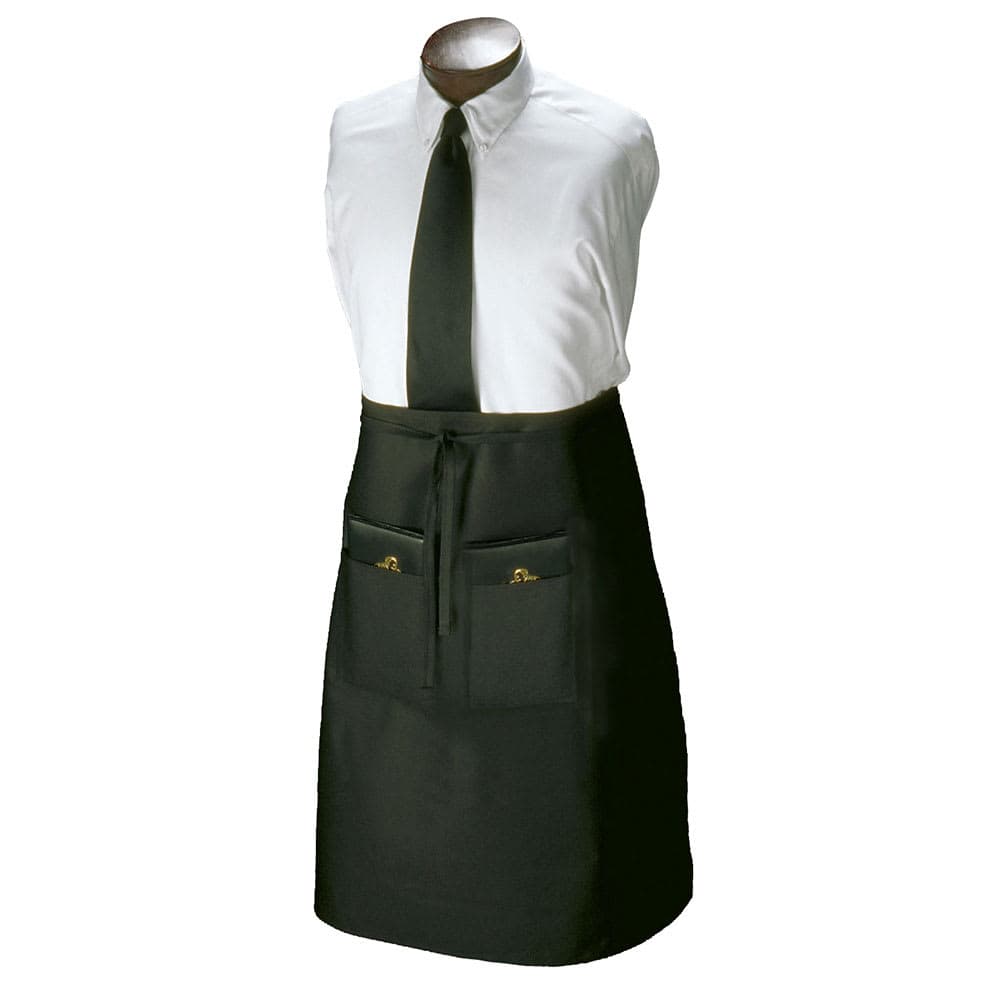 Chef Revival 2 Pocket Waist Apron - 33" x 30", Polyester, Black (CL2PWABK-1)