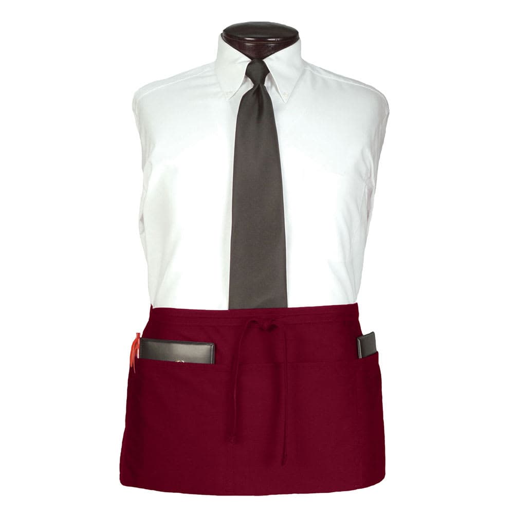 Chef Revival 3 Pocket Waist Apron - 25" x 11", Polyester, Burgundy (CL3PWACBG-1)