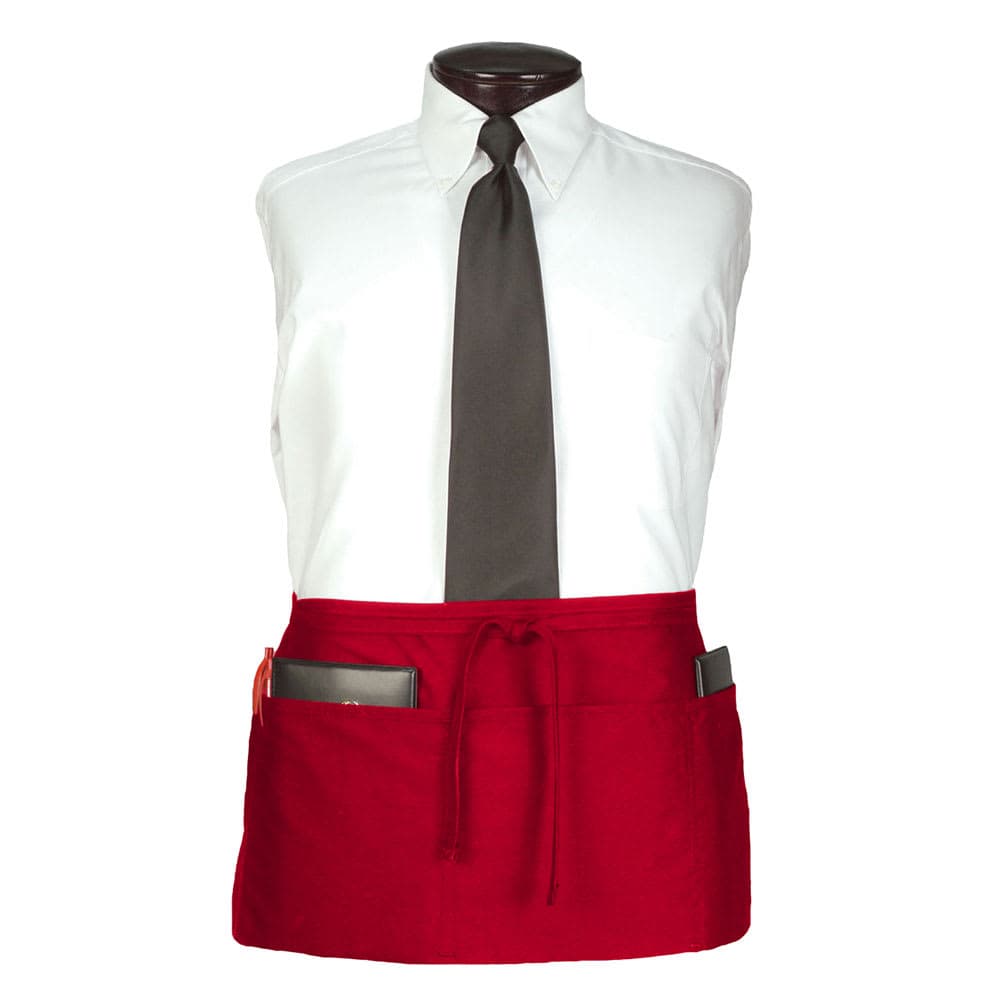 Chef Revival 3 Pocket Waist Apron - 25" x 11", Polyester, Red (CL3PWACRD-1)