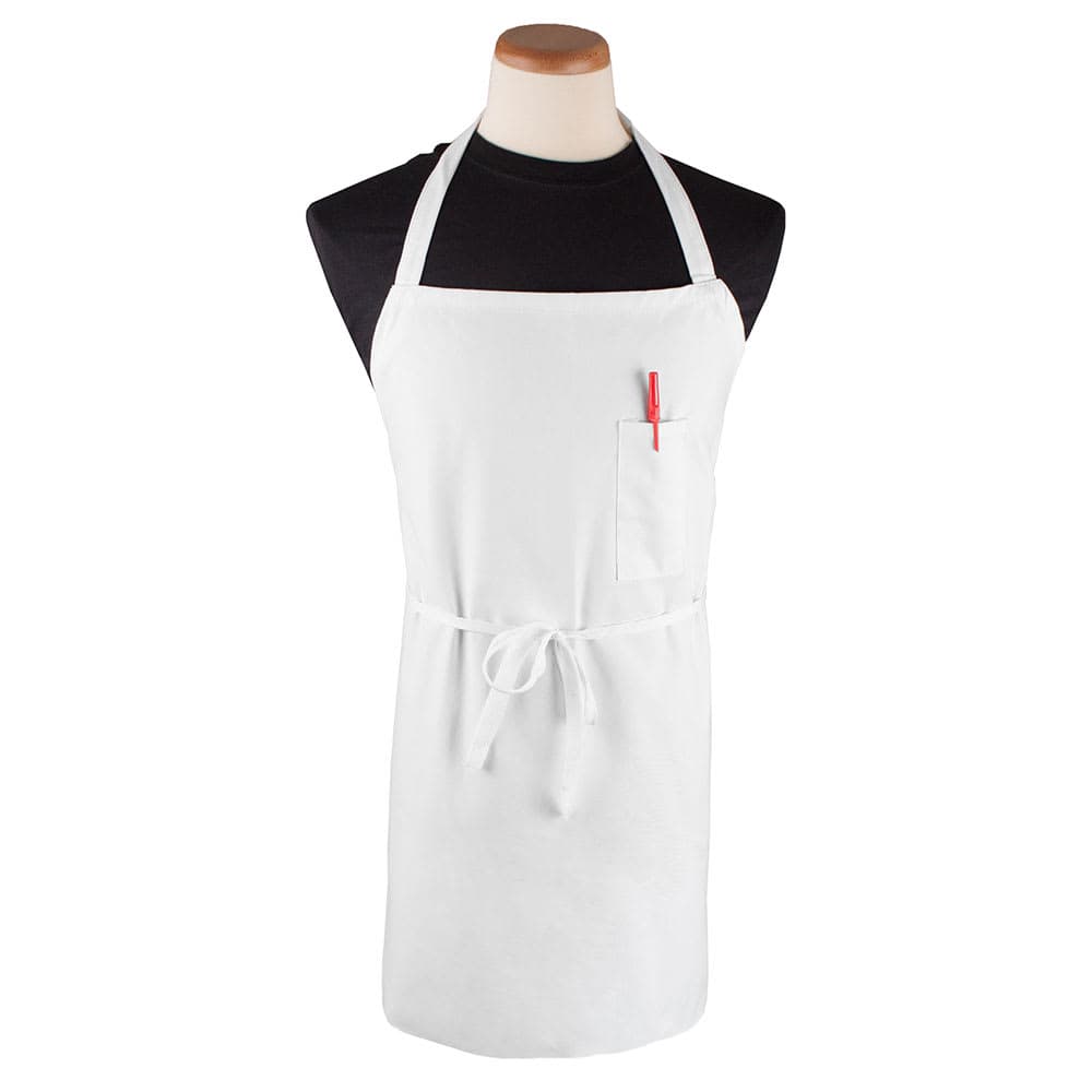 Chef Revival Bib Apron - 32" x 32 1/2", Cotton/Poly, White (CLBIAWH-1)
