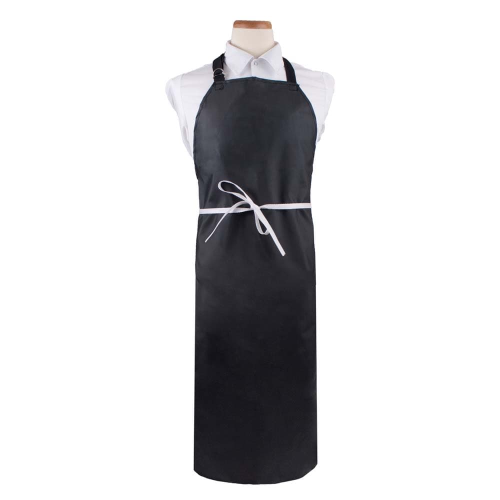 Chef Revival Bib Apron w/ Adjustable Neck strap - 26&quot; x 31&quot;, Polyester, Black (CLNPBIABK-1)