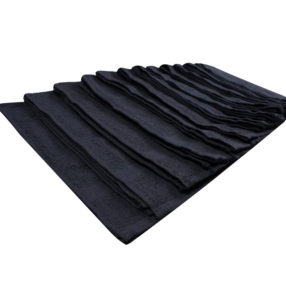 Chef Revival Black Ribbed Terry Cloth Bar Towel, 16" x 27" (HBMRBK)