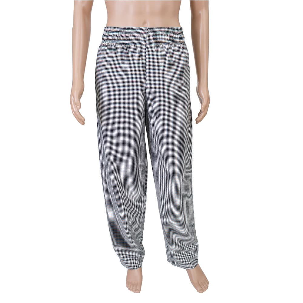 Chef Revival Baggy Chef Pants w/ Elastic Waist - Poly Cotton, Houndstooth, Small (RZPANTFCSM)