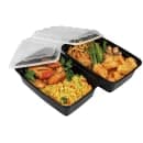 CuBE Packaging 38 oz Rectangular Container w/ Lid - Plastic, Black (CR-937B) thumbnail 3