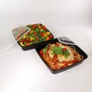 CuBE Packaging 48 oz Square Container w/ Lid - Plastic, Black (CR-1047B) thumbnail 2