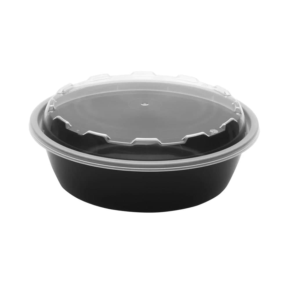 CuBE Packaging 32 oz Round Container - Plastic, Black (CO-632BB)