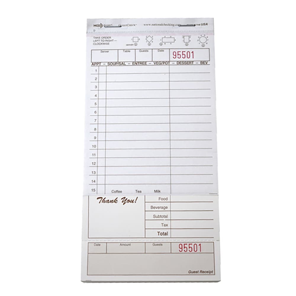 National Checking Company Guest Check - (2) Parts Booked, (15) Lines (T4997BK)