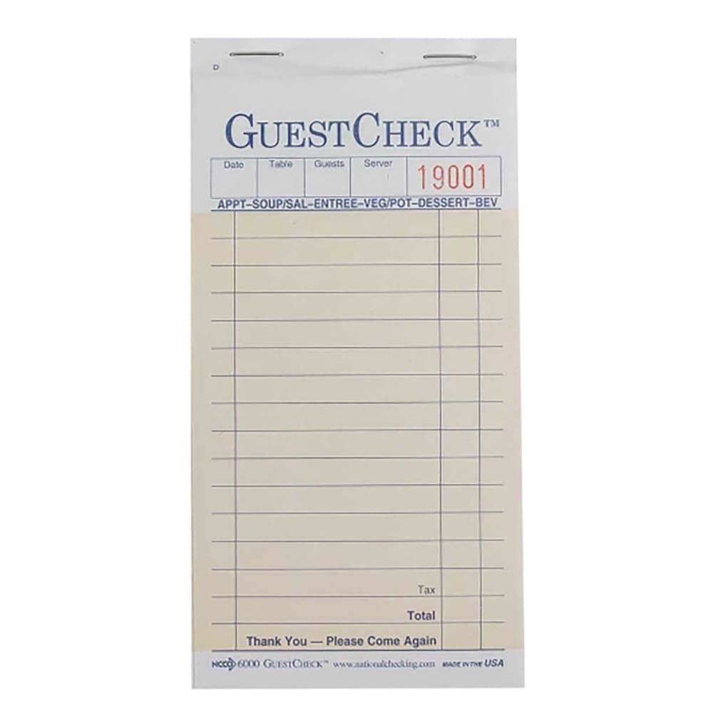 National Checking Company Guest Check - (2) Parts Booked, (13) Lines (S6000)