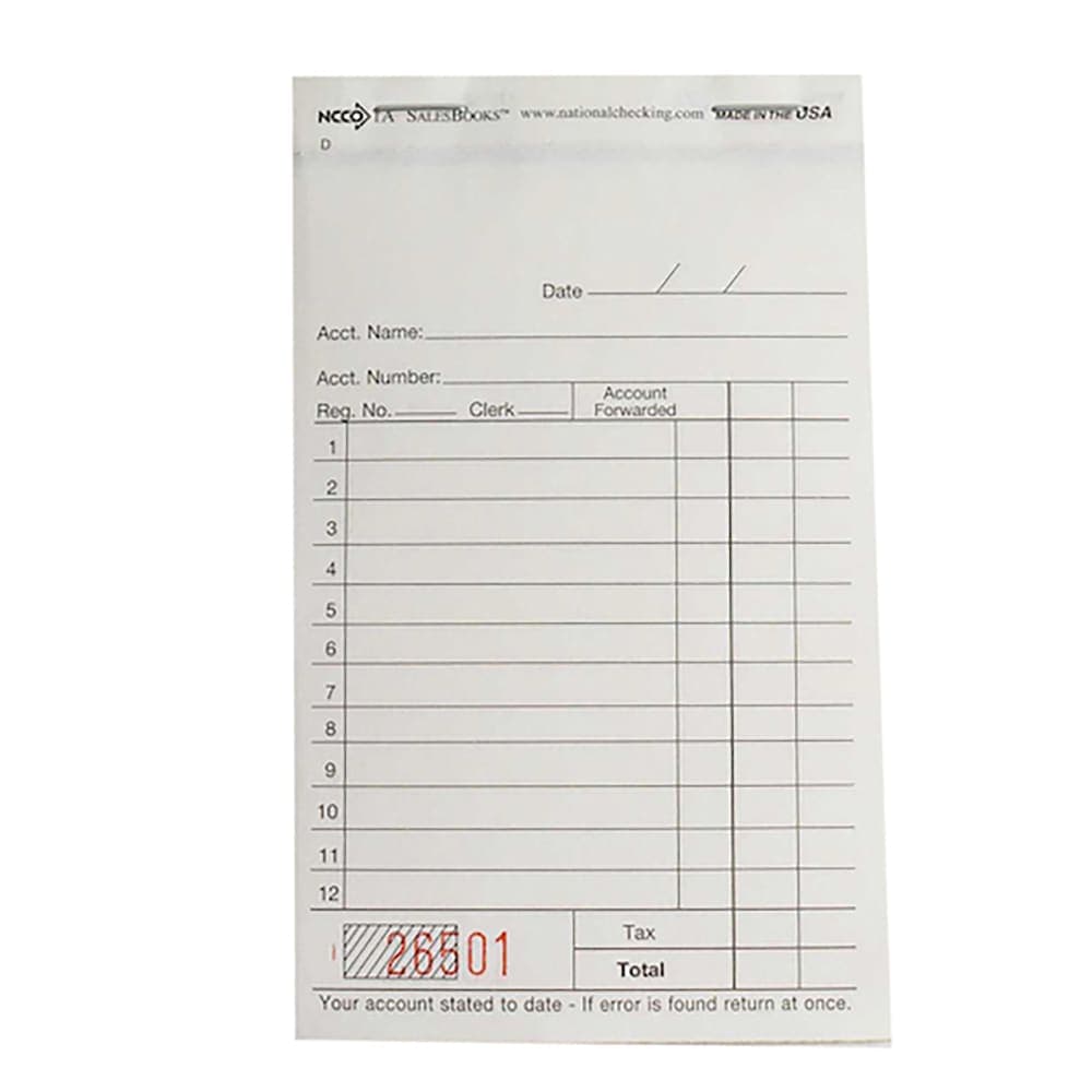 National Checking Company Guest Check - (2) Parts Booked, (12) Lines (1A-SP)