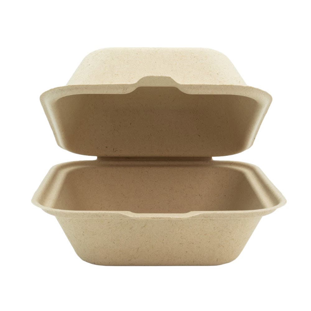 Genera 6" Square Disposable To Go Food Container - Molded Fiber, Natural (TCA6X6B400IN)