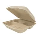 Genera 8" Square Disposable To Go Food Container w/ (3) Compartments - Molded Fiber, Natural (TCA8X83CB200IN) thumbnail 3