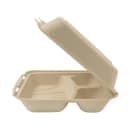 Genera 8" Square Disposable To Go Food Container w/ (3) Compartments - Molded Fiber, Natural (TCA8X83CB200IN) thumbnail 4