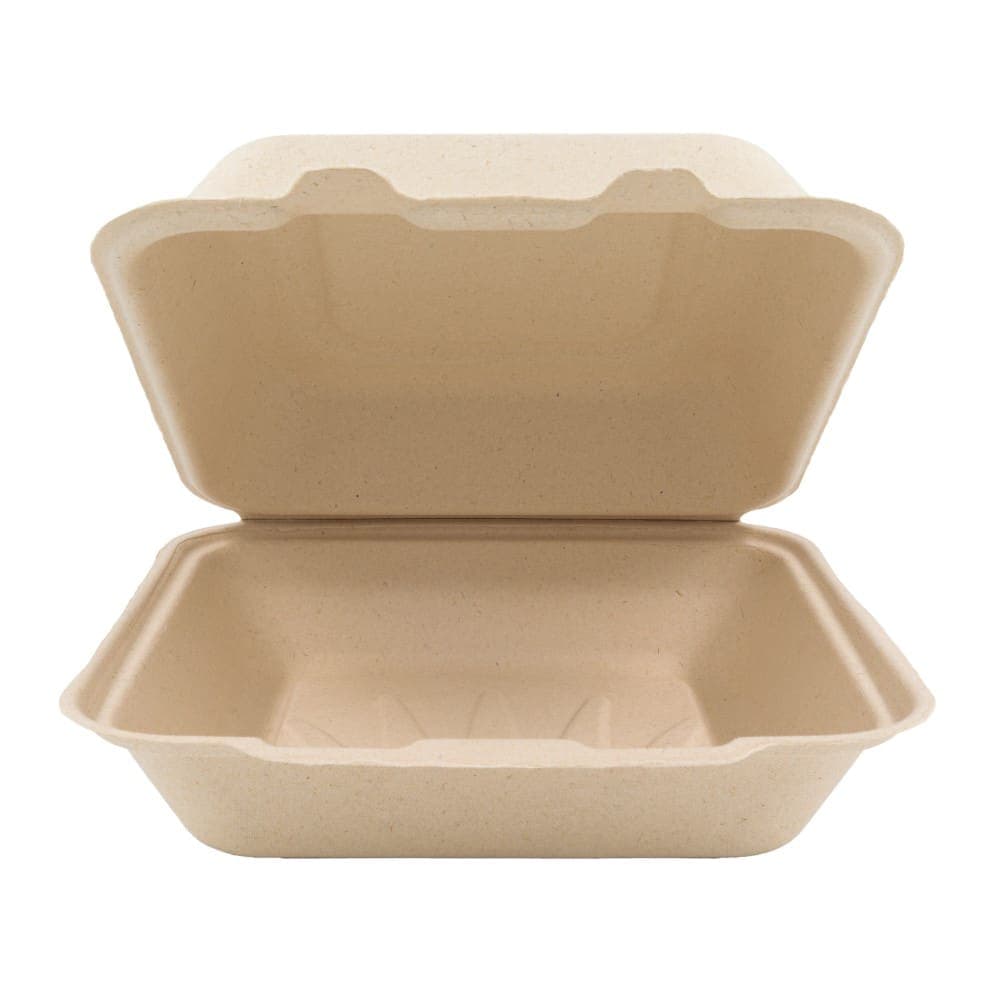 Genera 8" Square Disposable To Go Food Container - Molded Fiber, Natural (TCA8X8B200IN)