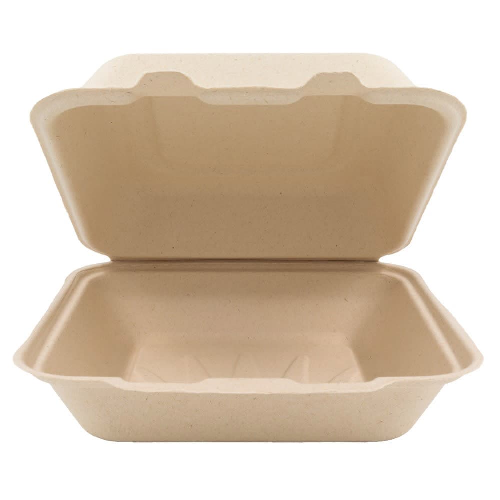 Genera 9" Square Disposable To Go Food Container - Molded Fiber, Natural (TCA9X9B200IN)