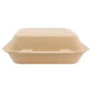 Genera 9" Square Disposable To Go Food Container - Molded Fiber, Natural (TCA9X9B200IN) thumbnail 3