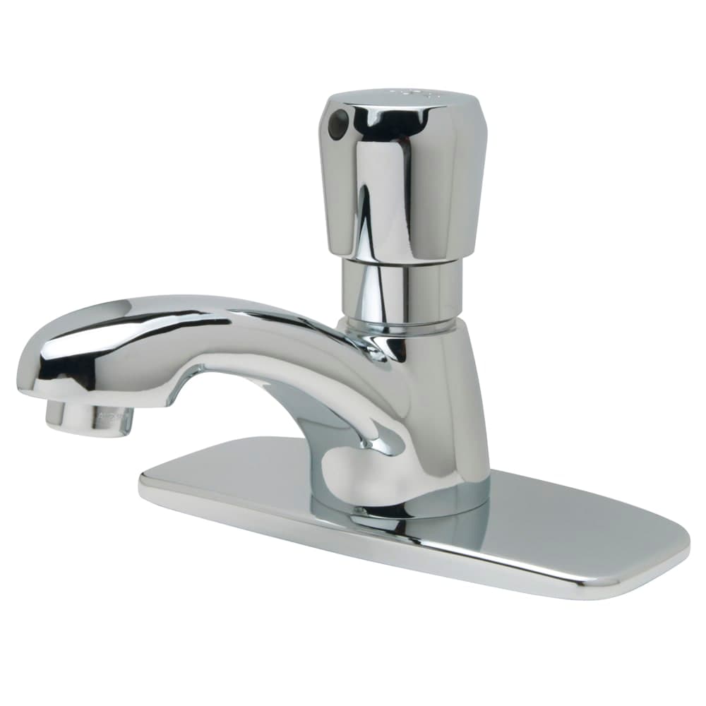 Zurn Industries Z86100-XL-CP4-3M Basin Faucet w/ Slow Self Closing, Push Button - 0.5 gpm Spray Outlet, 4" Plate