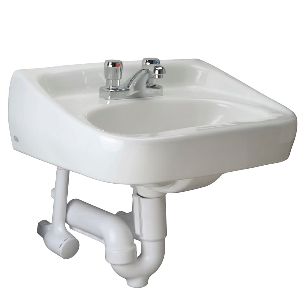 Zurn Industries Z.L7.M Wall Mount Manual Lavatory System w/ 4" Spout & 0.5 gpm Spray Outlet - 20" x 18"