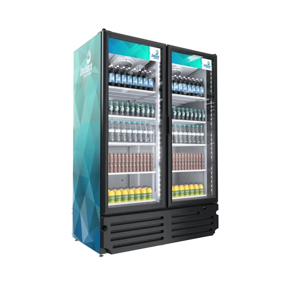 Imbera VRD43 HC BW 54 1/8" Two Section Glass Door Merchandiser - (2) Left/Right Hinge Doors, Silver, 115v