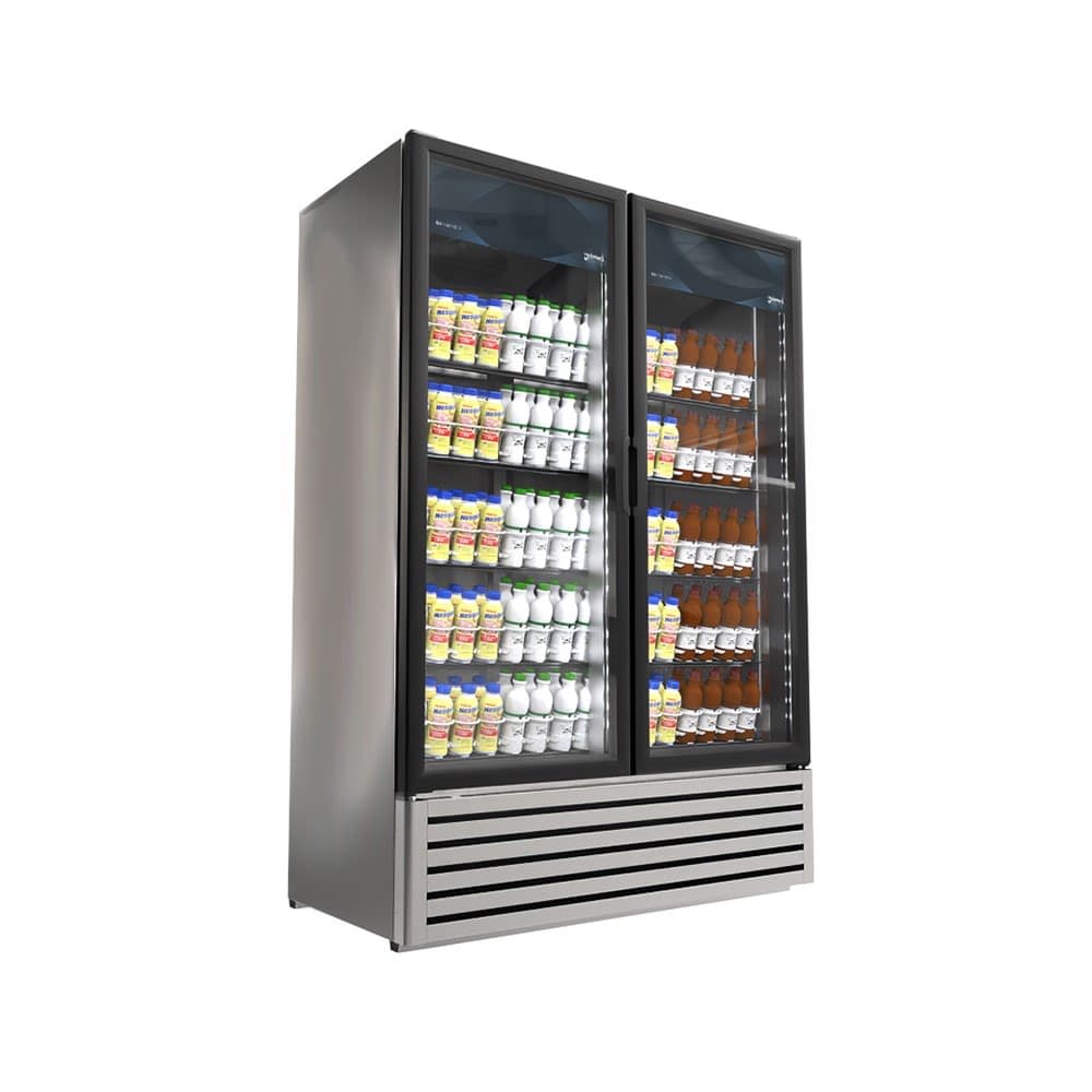 Imbera VRD43 HC BW 54 1/8" Two Section Glass Door Merchandiser - (2) Left/Right Hinge Doors, Silver, 115v