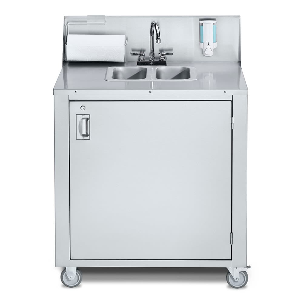 Crown Verity CV-PHS-2 38 1/3"H Portable Sink w/ (2) 5"D Bowls, Hot Water