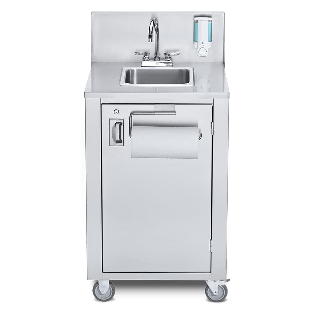 Crown Verity CV-PHS-4 38 1/3"H Portable Sink w/ 6"D Bowl, Hot Water