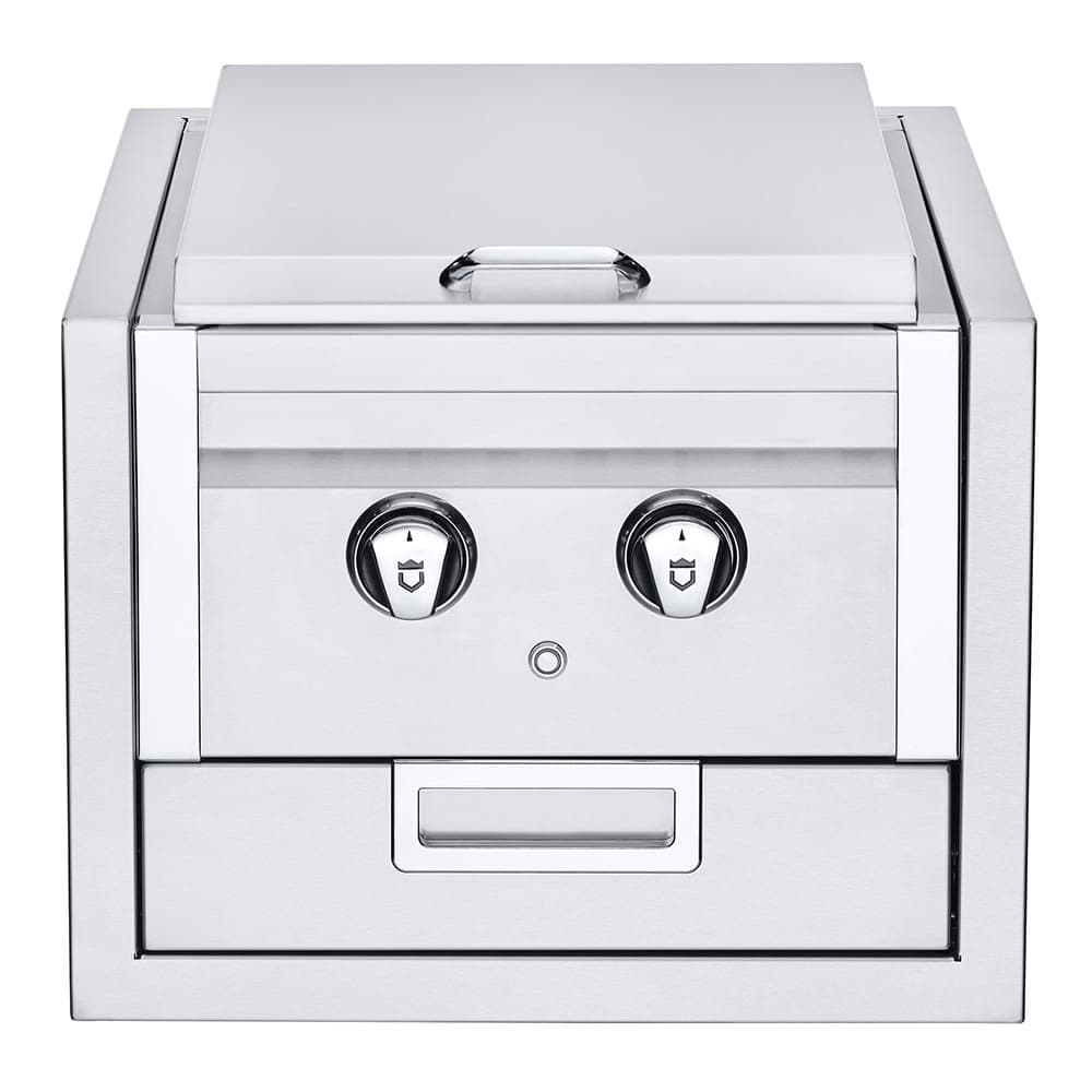 Crown Verity IBISB Built In Dial Side Burner w/ Stainless Steel Cover - (2) 15,000 BTU Burners