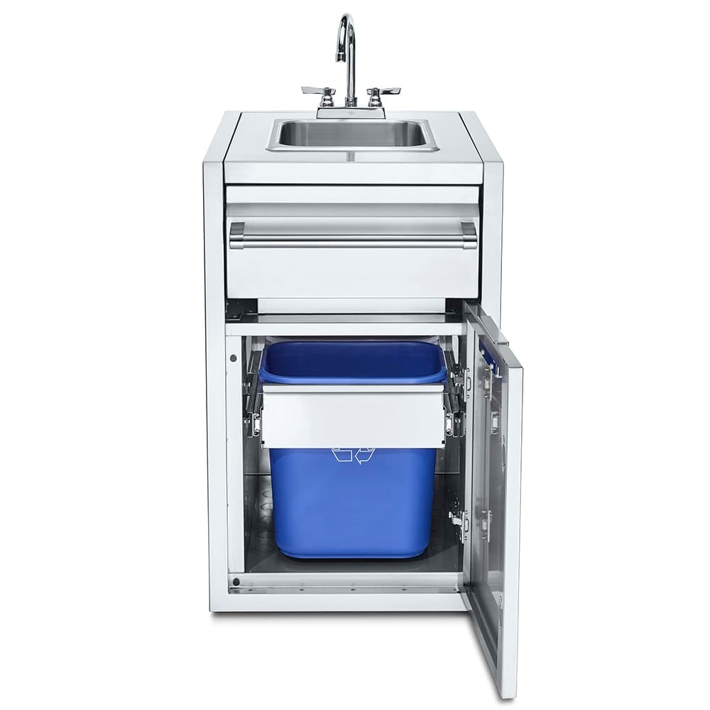 Crown Verity IBISC-SK-GH Small Built In Cabinet w/ Sink & Garbage Holder - Stainless Steel