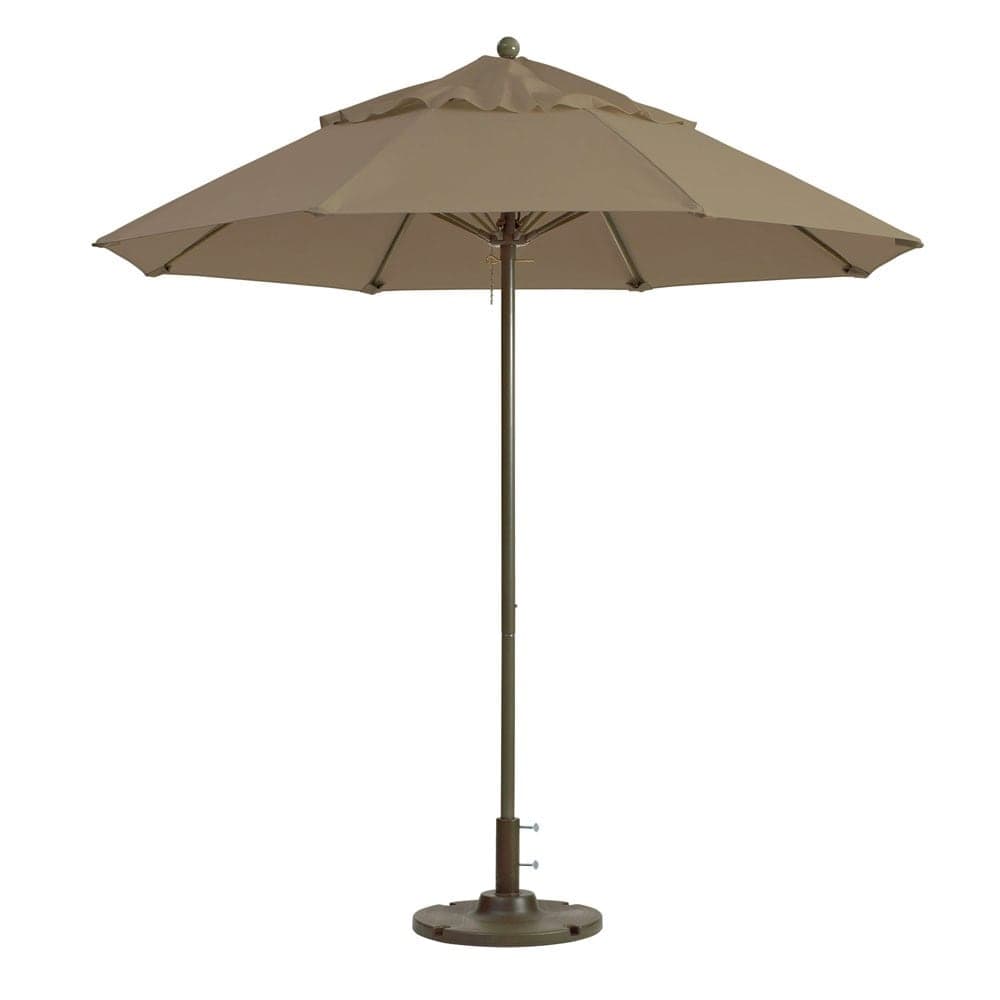 Grosfillex 98818131 9 ft Round Top Windmaster Umbrella - Taupe Fabric, Aluminum Pole