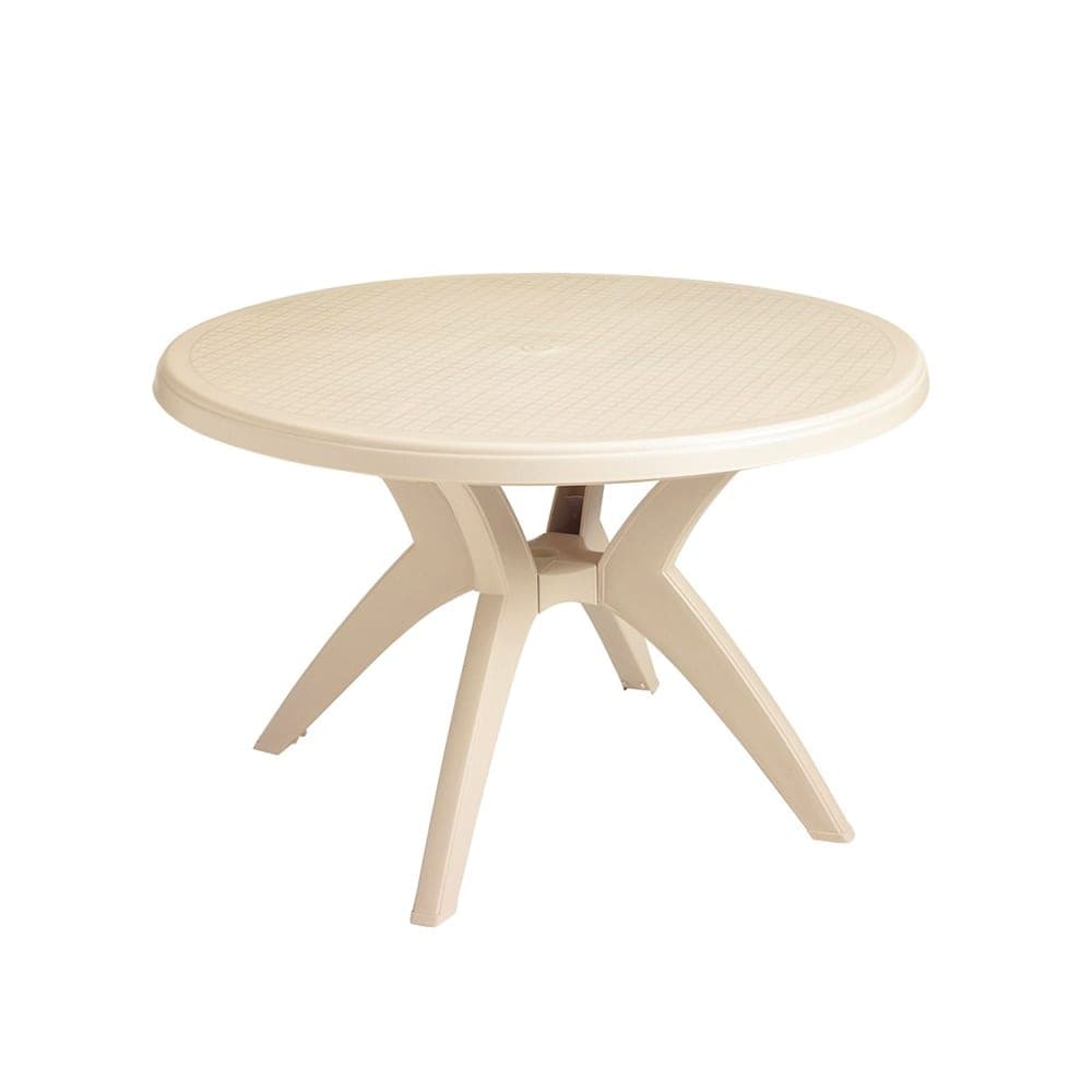 Grosfillex US526766 46" Round Ibiza Outdoor Table w/ Umbrella Hole - Resin, Sandstone