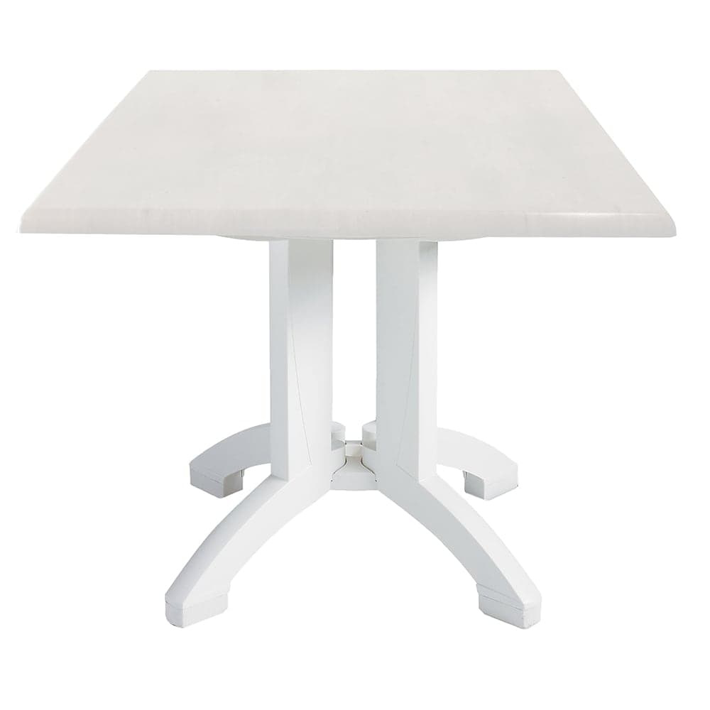 Grosfillex UT370004 32" Square Atlanta Outdoor Table w/ Umbrella Hole - Melamine, White