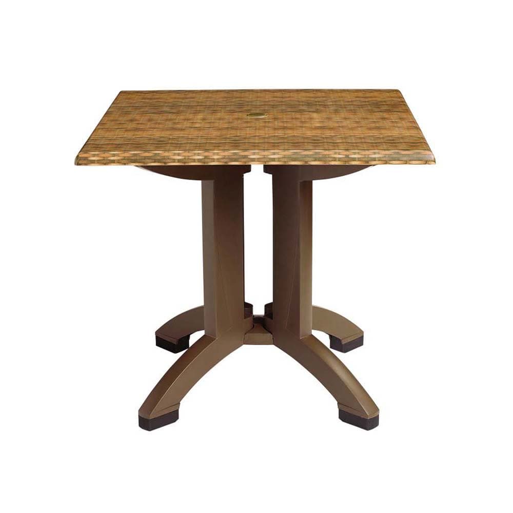 Grosfillex UT375018 36" Square Atlanta Outdoor Table w/ Umbrella Hole - Melamine, Wicker