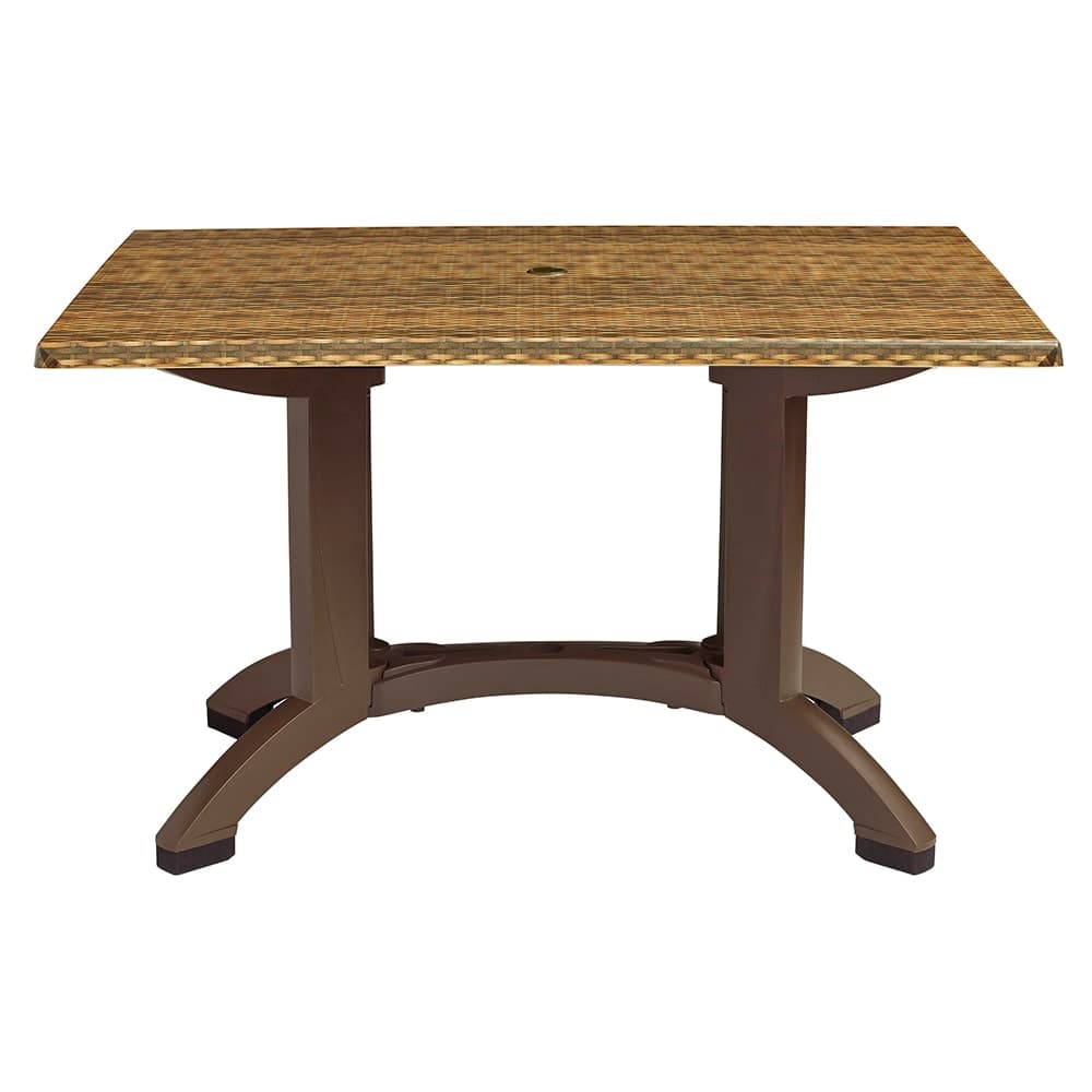 Grosfillex UT385018 Rectangular Atlanta Outdoor Table w/ Umbrella Hole - 48" x 32", Melamine, Wicker