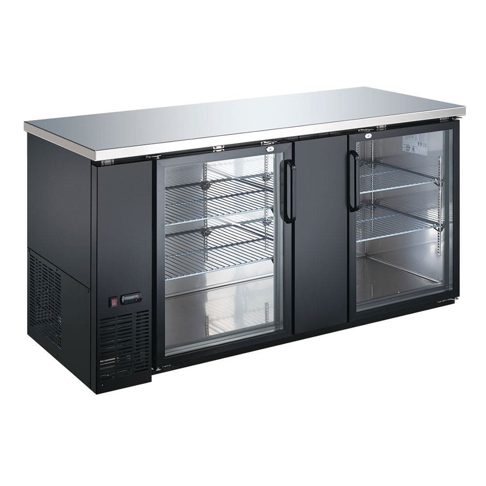eQuipped 69" Bar Refrigerator - 2 Swinging Glass Doors, Black, 115v (VUBB3)