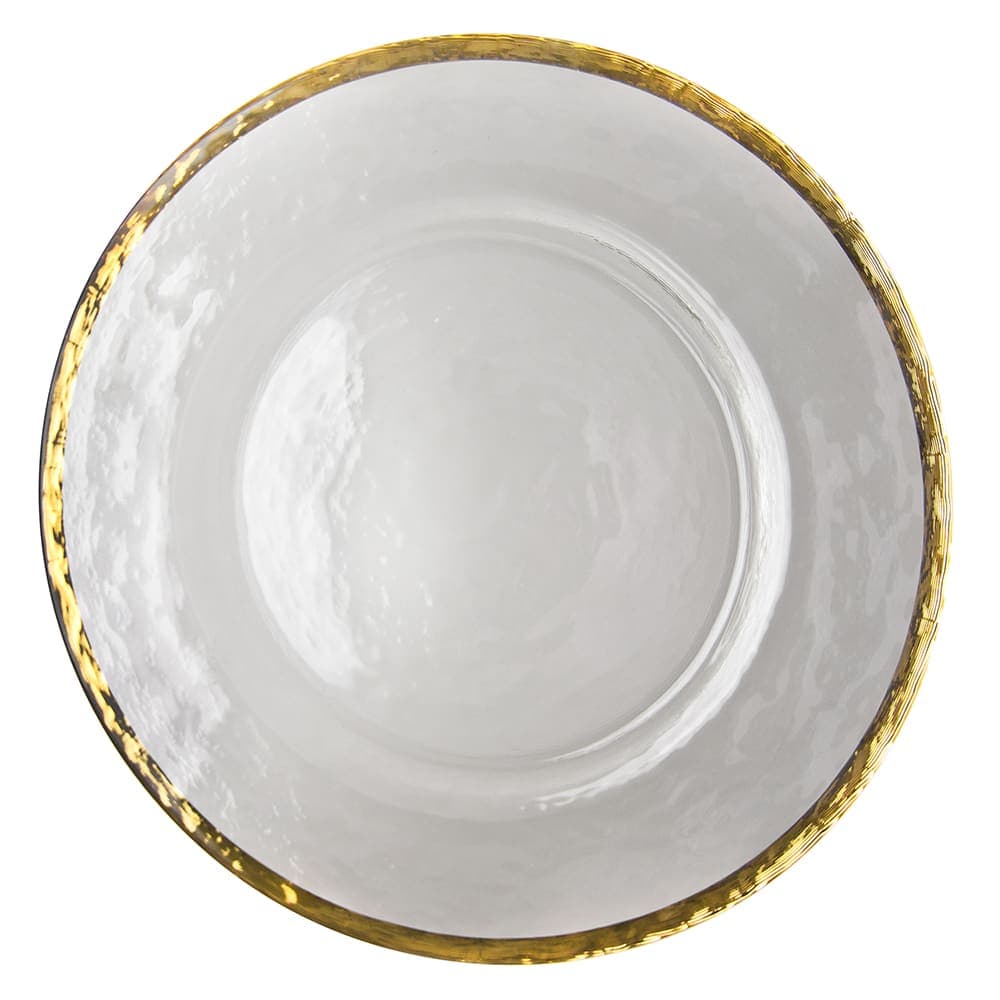 10 Strawberry Street 13" Round Alpine Charger Plate - Glass, Clear/Gold (ALG-340)